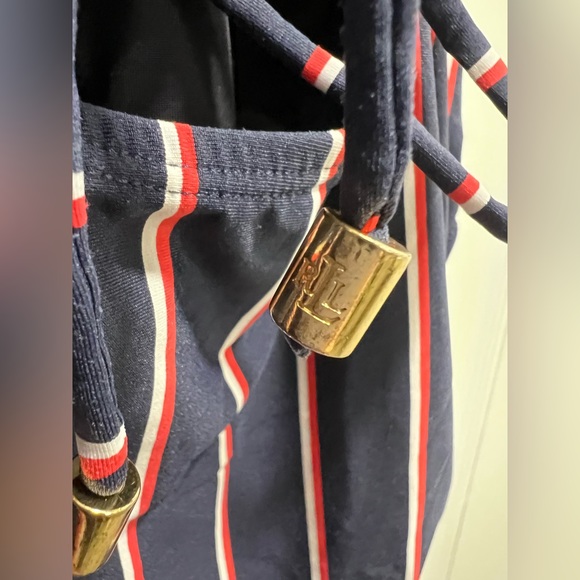 LAUREN Ralph Lauren Navy Striped Tie-back Women’s One-piece Swimsuit, Small - Picture 6 of 8